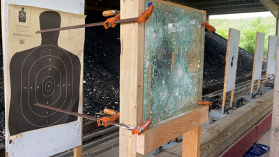 Results of C-Bond Systems' Patriot Glass bullet-resistant window film product on Friday, April 21, 2023.